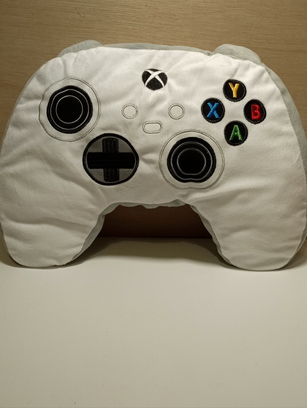 Xbox One Controller-Shaped Plush Decorative Pillow, Polyester, White/Gray